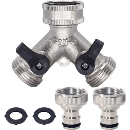 2-suuntainen messinkiletkunjakaja pikaliittimellä 3/4"