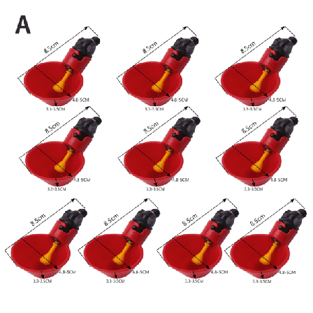 10 stk Kylling Fugl Høn Vand Drikkemunk Automatisk Fjerkræ Drikkeautomat A
