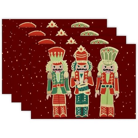Jultomte Nötknäppare Underlägg, 30 X 45cm 4st Vinter Glad Jul Snöflinga Semester Kök Matrum Mattor Dekorationer För Hemfester