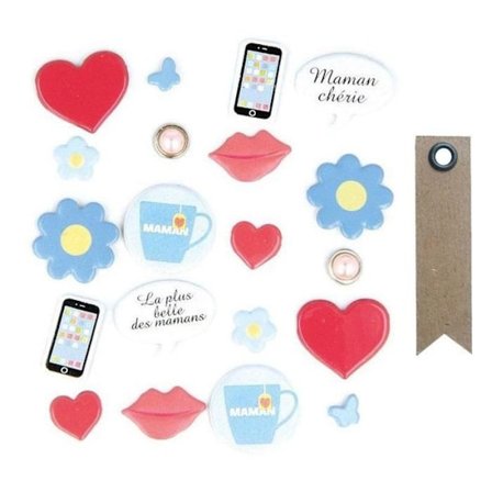 20 parisiska fästen Mors dag + 20 st kraftetiketter