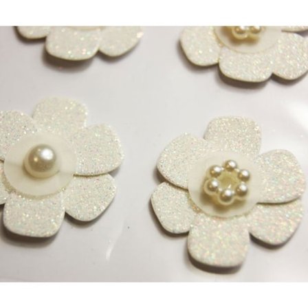 8 3D Klistermærker - Hvide blomster - Bryllup