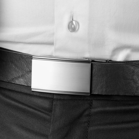 Cintura con solida fibbia automatica in pelle nera per uomini - Cinture in pelle