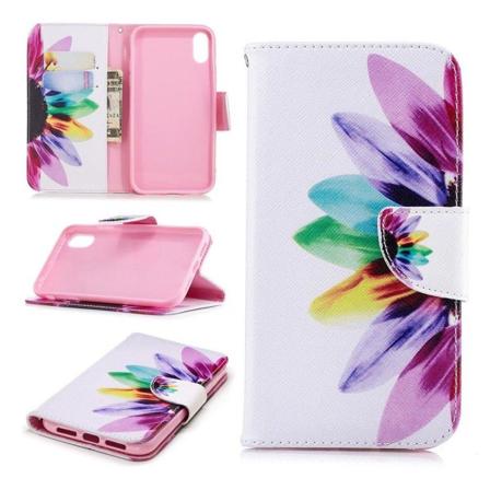 iPhone XR mobilfodral syntetläder silikon stående plånbok - Blombladsmönster multifärg