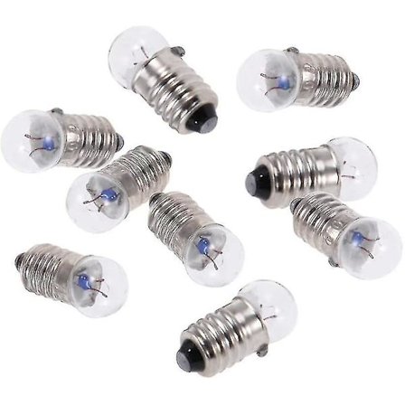 10 stk. E10 pærer, 2,5 V 0,3 A mini pærelampe lommelygte pære skruepære