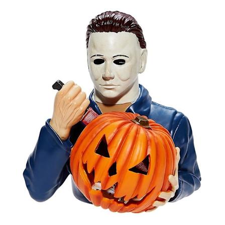 Lysende Michael Myers Statue Halloween Dekorasjon Sam Trick 'r Treat Med Gresskar Horror Film Hagegnomer Dekor Resin No Light