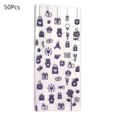 Klar cellofan godispåsar för kakor Godis Popcorn Födelsedagsfest Favoritpåsar Gåva Ge Hjärtan Mönster Jul