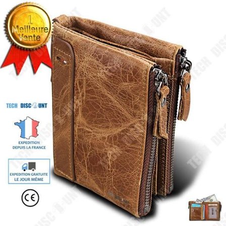 Portfölj - TD - Liten Läderplånbok - Brun - Dragkedja - Elegant och Modern