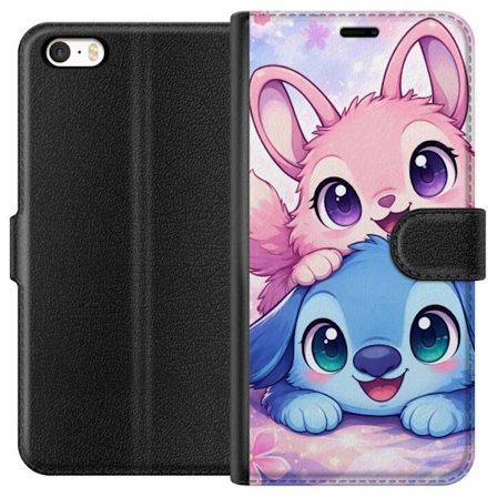 Kompatibel Tegnebogsetui til Apple Apple iPhone 5 Sød kawaii illustration med pink og blå fantasidyr, store øjne og bløde farver perfekt til børn