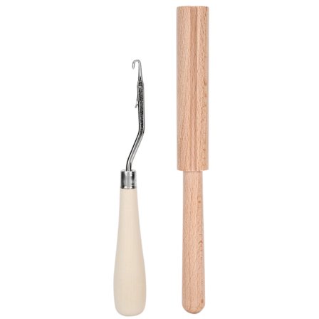 Buet hæklenål værktøj DIY håndlavet tæppe hæklenål træ tråd cutter sæt