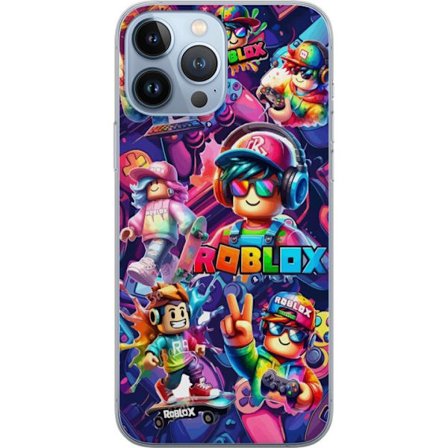 Kompatibel Mobilcover til Apple iPhone 13 Pro Max Farverig Roblox-inspireret gruppe med flere karakterer, hovedtelefoner og controllere i et energifyl