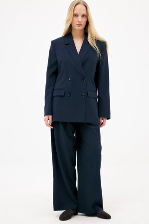 NA-KD Mid Waist Wide Leg Pants - Pantalon cigarette - Bleu Marine - EU 32