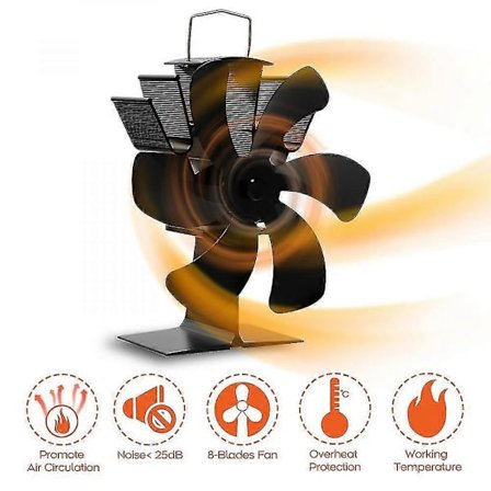 6-bladet varmluftsovn peis vifteblad for viftebrennende treboks 8 farger