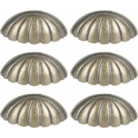 6 stk. Skal Knopper Nautiske Dørknopper Retro Garderobe Skuffe Kommode