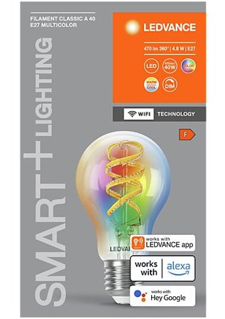 LEDVANCE LED lyspære smart wifi Classic 40 RGBTW 4,8W 470lm E27