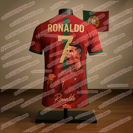 Nyeste populære Cristiano Ronaldo mode 3D-printet fan-mindesudgave sportsfodboldtrøje