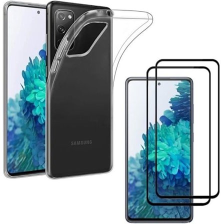 Cover til Samsung S20 FE og 2 Hærdet Glas Sort Kant Skærmbeskyttelsesfilm Phonillico