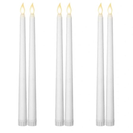 Lång Jul LED-ljus Flamfritt Spetsigt Ljus Batteridriven Kyrka Flimrande Ljus L Vit