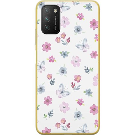 Mobilskal till Xiaomi Poco M3 med Blommor och fjärillar