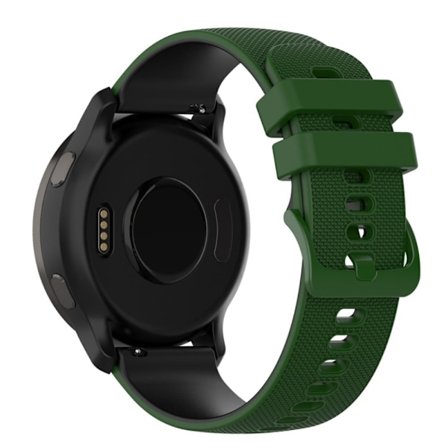 Garmin Forerunner 255 / Venu 2 / Fossil Gen 5 Carlyle HR dobbeltfarvet silikone urrem - Militærgrøn / Sort
