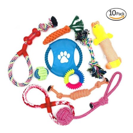 Tuggelegetøjssæt 10-pak Hundelegetøj, Slidstærkt Uforgængeligt Tuggelegetøj Hvalpetænder Rep til Små Mellemstore Hunde, Interaktivt Hundelegetøj