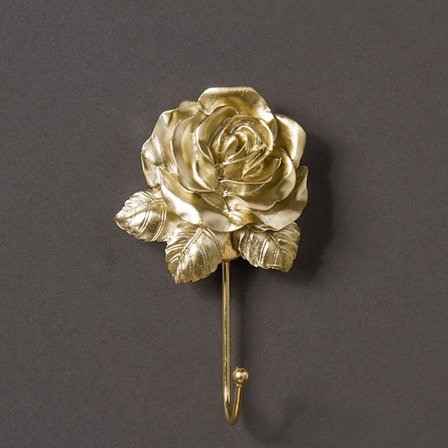 Vintage Rose Flower Hook Wall Mounted Wall Decor Durable Handmade Resin Decorative Robe Hook