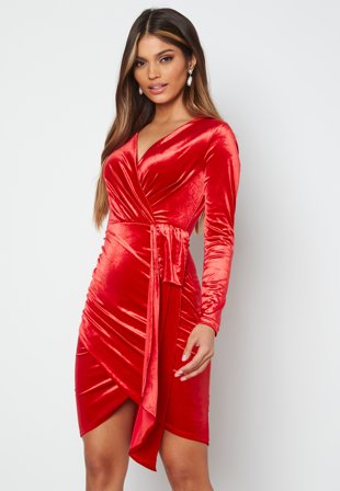 BUBBLEROOM Snapshot Drape Dress Red Klær