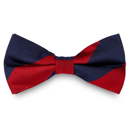 Navy & Red Stripe Silk Pre-Tied Bow Tie for Men - Pre-tied bow ties