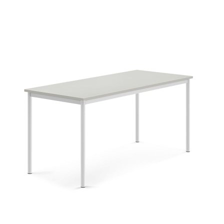 Desk SONITUS, 1600x700x720 mm, noise reducing grey high pressure laminate, white