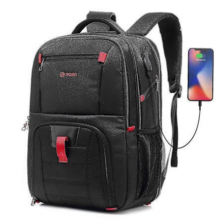 Poso Kannettava Tietokone Reppu 17,3-tuumainen Tietokonelaukku Vedenpitävä USB-portilla Business Reppu Vaellusreppu Monilokeroinen Miesten Reppu Dell 