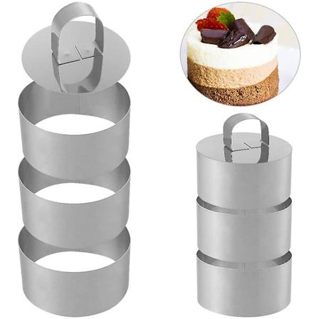 6 Kakeringer, Rund Kakeform, Kakering i Rustfritt Stål, Mousseform for Baking, Rund Ring for Dessert