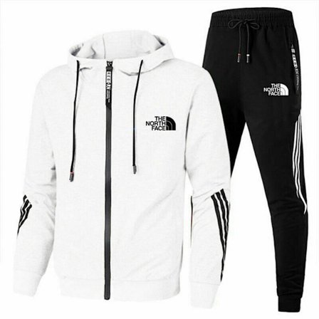 The North Face Herre Hoodie Sweatshirt Jogger Bukser Træningstøj 2PCS/Sæt Sportstøj Hvid White