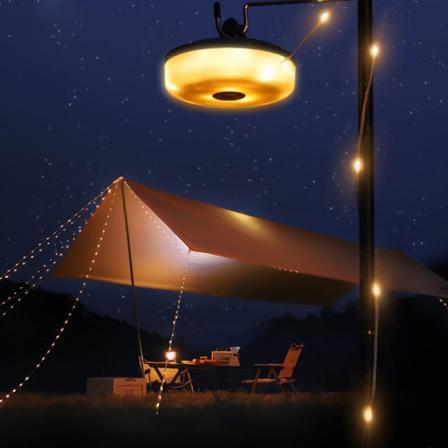 2-i-1 LED-campinglanterne og eventyrlys - Vanntett og bærbar for utendørsbruk - USB-oppladbar multifunksjonell campinglampe! warm-Xin warm 10M