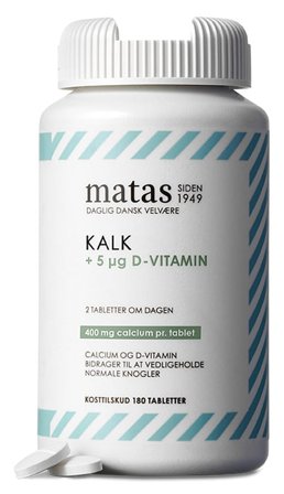 Matas Striber Kalk 400 mg + D-vitamin 5 μg 180 tabl., Helse & Madvarer, Mineraler, Kalk