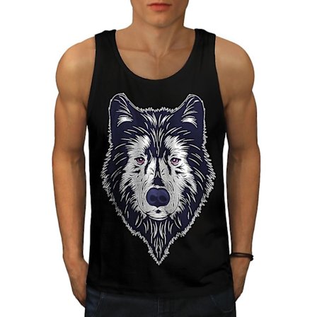Wolf Deep Look Men Blacktank Top