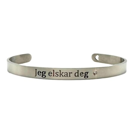 Armband ''Jeg elsker deg'' med hjärta sten valentines dag norska