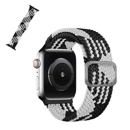 Apple Watch 40 mm klockarmband med nylonmönster - Svart Och Vit