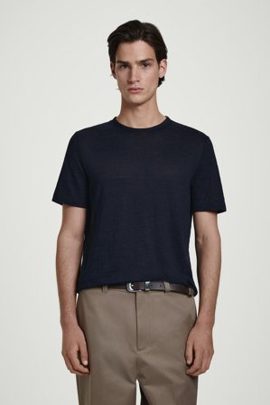 COS Men's Linen T-Shirt in Blue