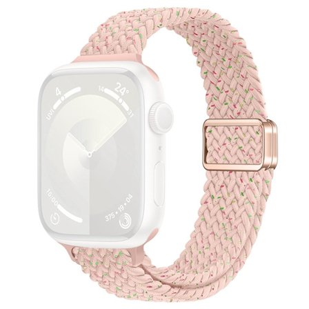 KALEBOL Flätat klockarmband Apple Watch Series 10 46mm Magnetiska nylonarmband - Stjärnljus Rosa