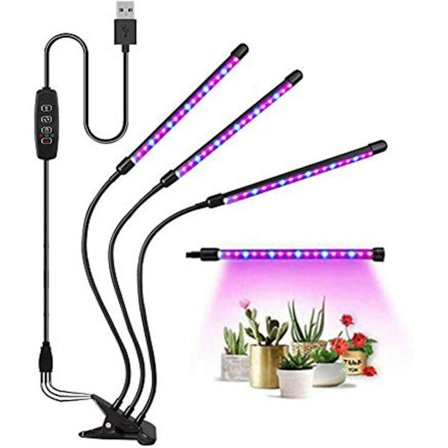 LED Plantelys for Innendørsplanter Fullt Spektrum med Justerbar Hals, Auto PÅ Av med 3/9/12H Timer Clip-On Skrivebordsvekstlys