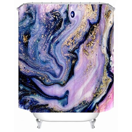 Tekstuurimarmorinen suihkuverho, jossa 12 muovikiinnikettä