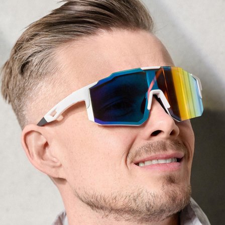 Gafas de Sol Deportivas Envolventes Rojas y Blancas para hombres - Gafas de sol deportivas