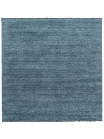 Handloom Fringes 250X250 Groot Donker Petrol Eén Kleur Vierkant Wol Vloerkleed