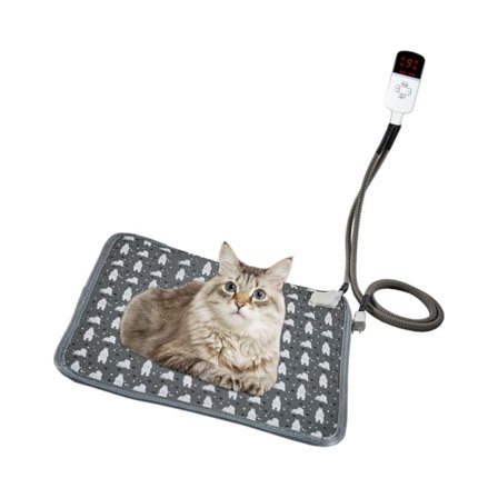 Oppvarmet kjæledyrmatte for katter, hunder og smådyr, justerbar temperaturkontroll, myk polyestermadrass 110V