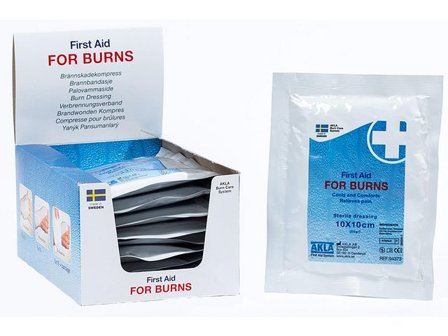 AKLA Brännskadekompress For burns 10x10cm 10/fp - Lyreco - Skyddsutrustning > Första Hjälpen > Brännskada