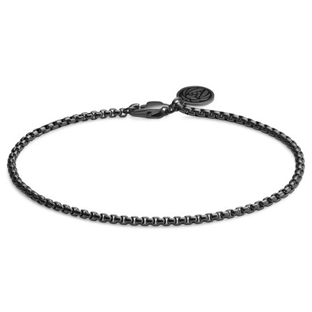 Essentials | 2 mm Gunmetal Zwarte Armband met Gebogen Venetiaanse Schakels voor mannen - Stalen armbanden