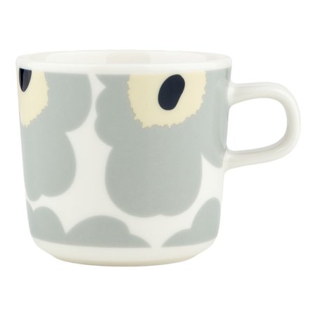 Marimekko Unikko kaffekopp 2 dl, hvit/grå/sand/blå' - 'Hvit, grå, sand, blå