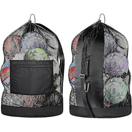 Ekstra stor boldtaske, netboldtaske, justerbar skulderrem og bærbar remdesign passer til trænere, voksne og børn, bedst til fodbold, basketball