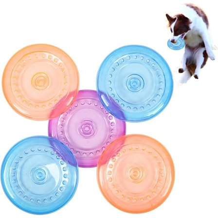 5-pack gummifrisbee för hundar, oförstörbara mjuka frisbee-hund leksaker för små till medelstora hundar