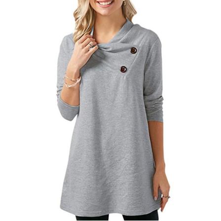 Höst Dam Casual T-shirts Långärmad Rundhals Lös Solid
