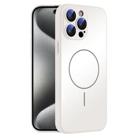 Karkaistua lasia oleva takakuori MagSafella iPhone 15 Pro - Valkoinen